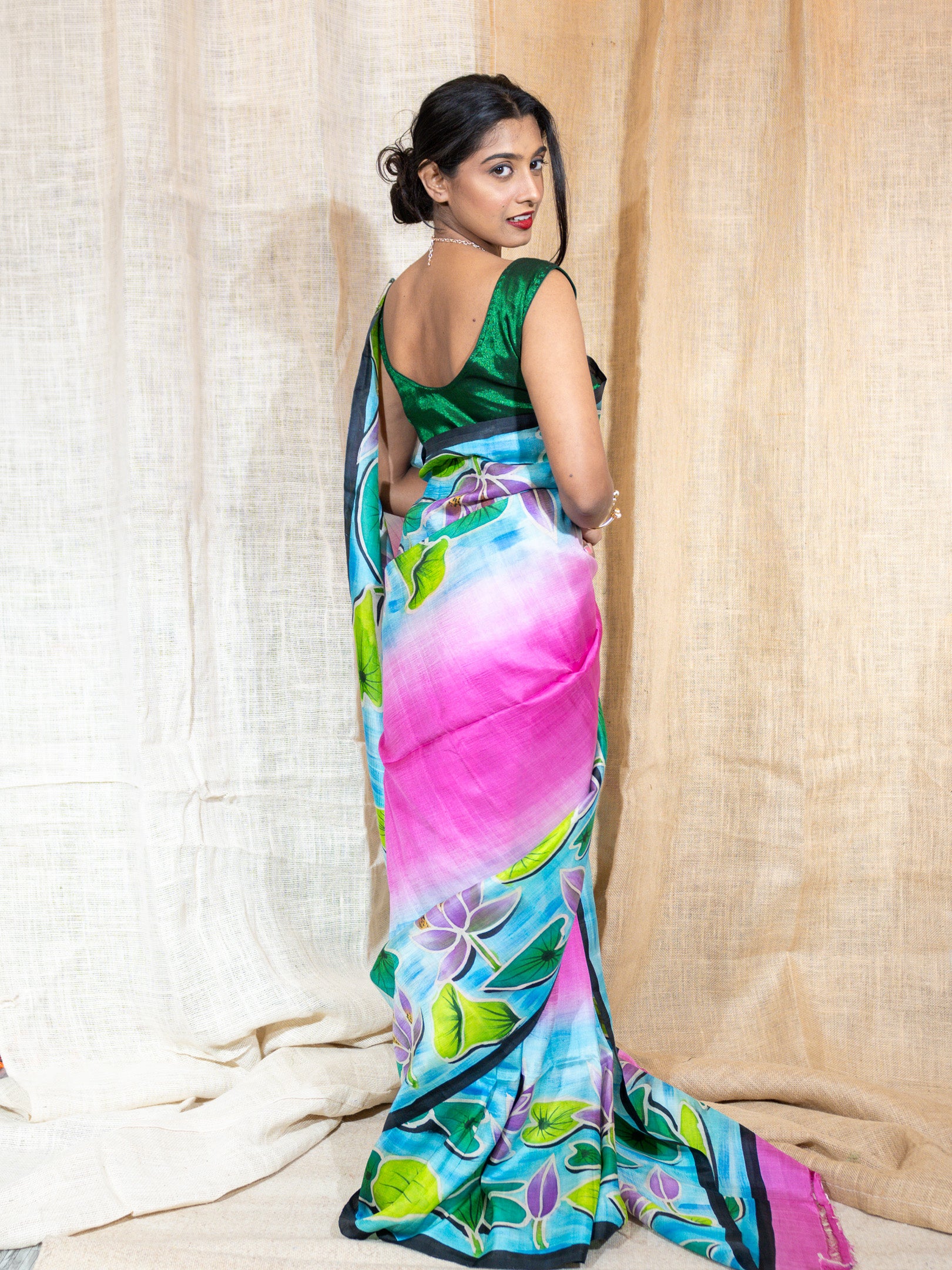 Tasar Silk Hand Painted Saree