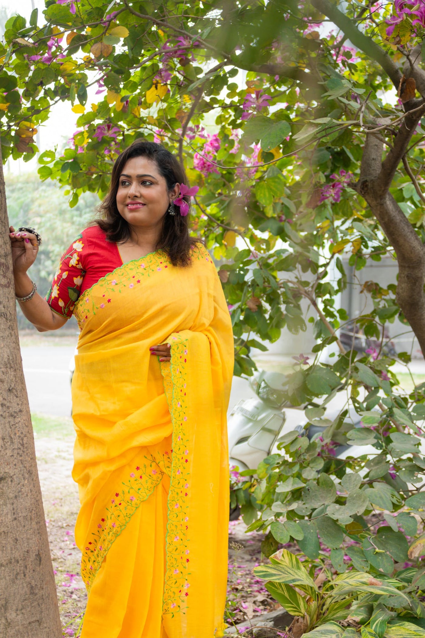 Woven Design Embroidered Saree