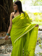 Solid Embroidered Patchwork Pure Cotton Khadi Saree