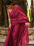 Tawny Luxe Maroon Pure Cotton Saree - Uttariya