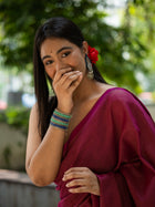 Tawny Luxe Maroon Pure Cotton Saree - Uttariya