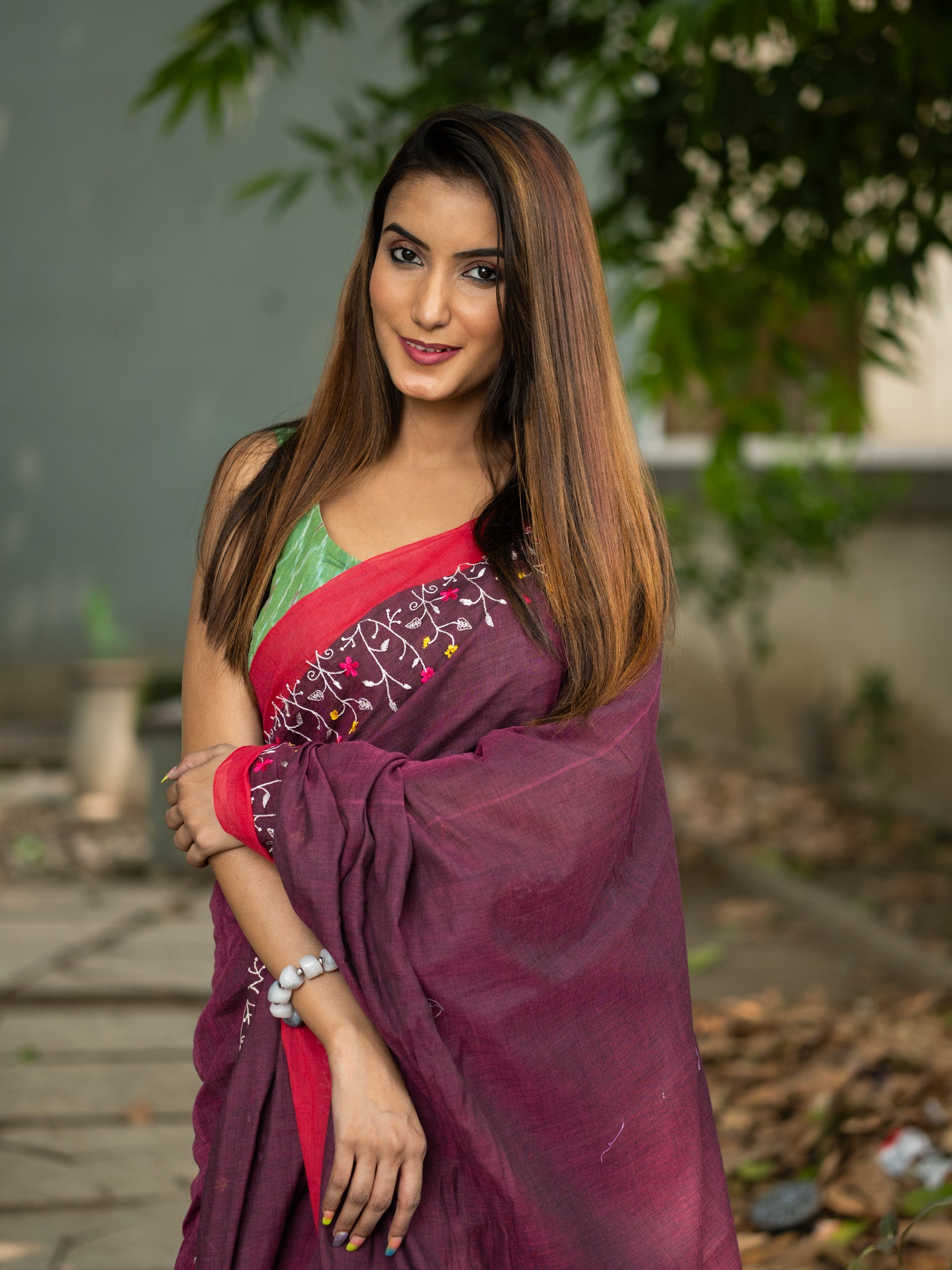 Embroidered Pure Cotton Saree