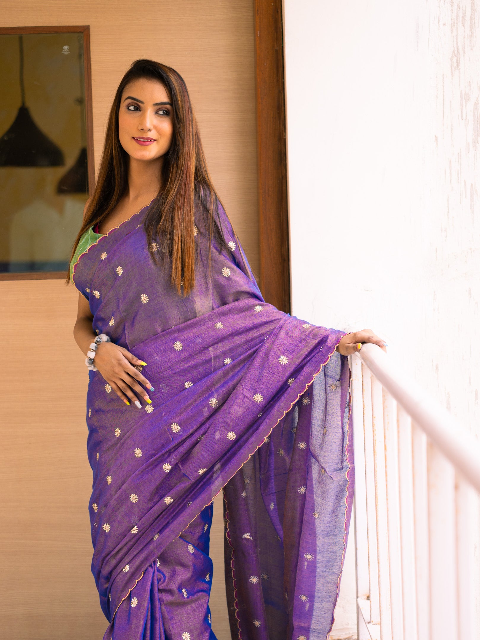 Voilet party Saree