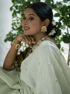 White Bloom Mint Tissue Saree