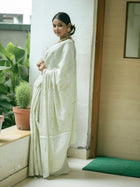 White Bloom Mint Tissue Saree