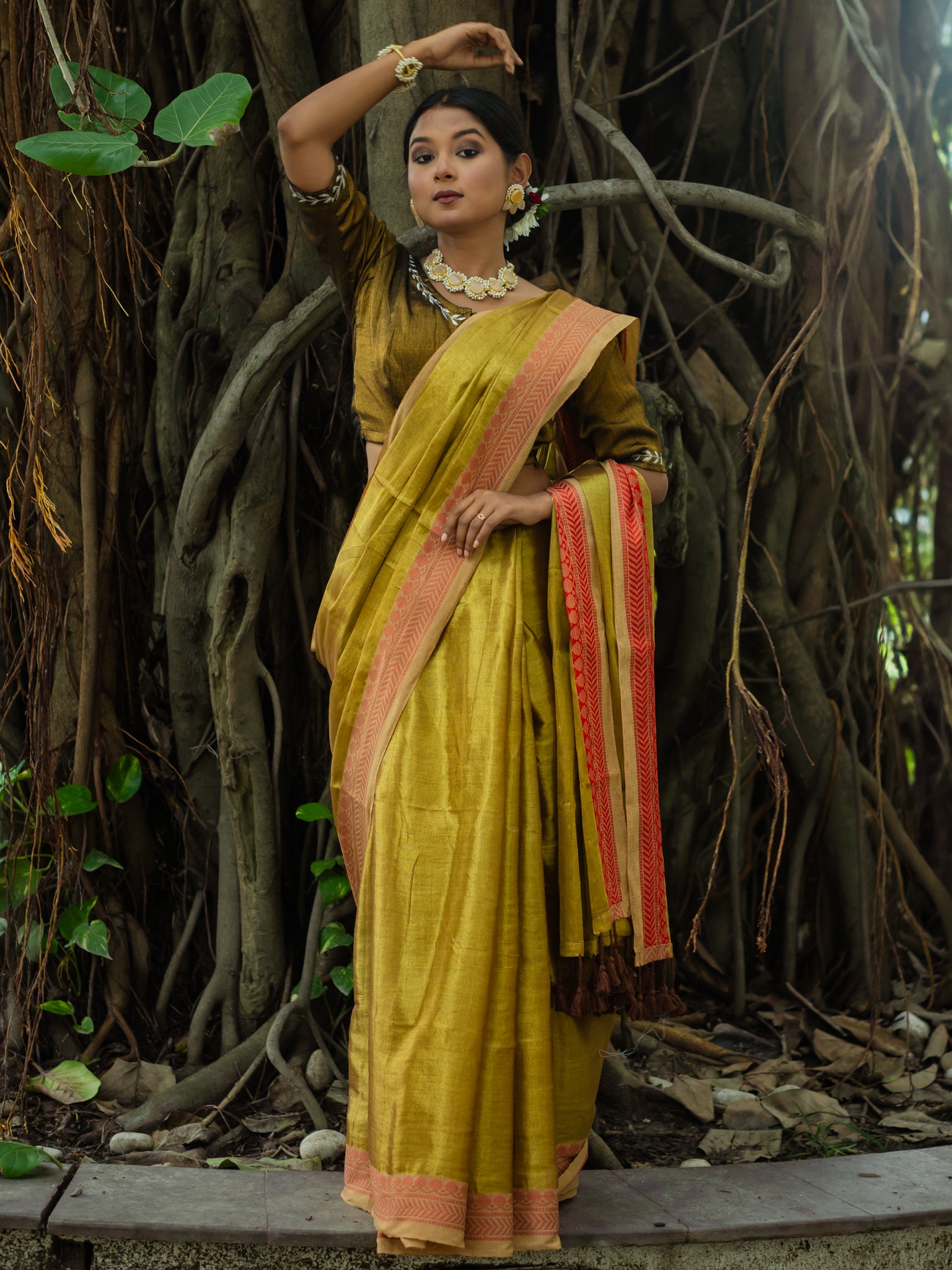 Golden Tissue Saree