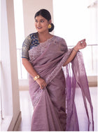 Purple Tissue Saree - Uttariya