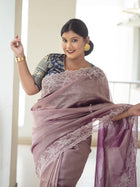 Purple Tissue Saree - Uttariya