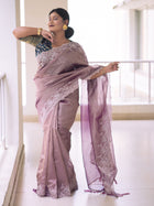 Purple Tissue Saree - Uttariya