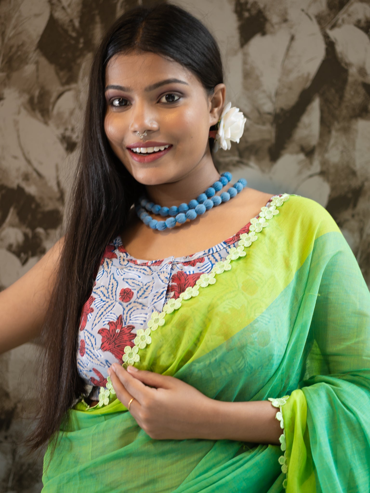 Pure Cotton Green Saree