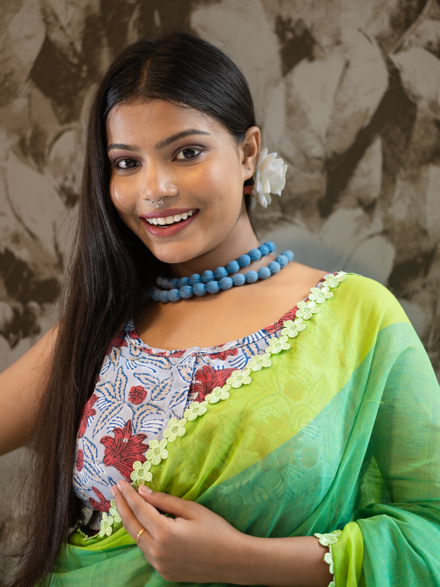 Pure Cotton Green Saree