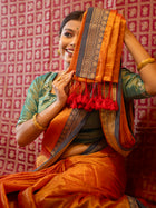 Rich Orange Tissue Saree