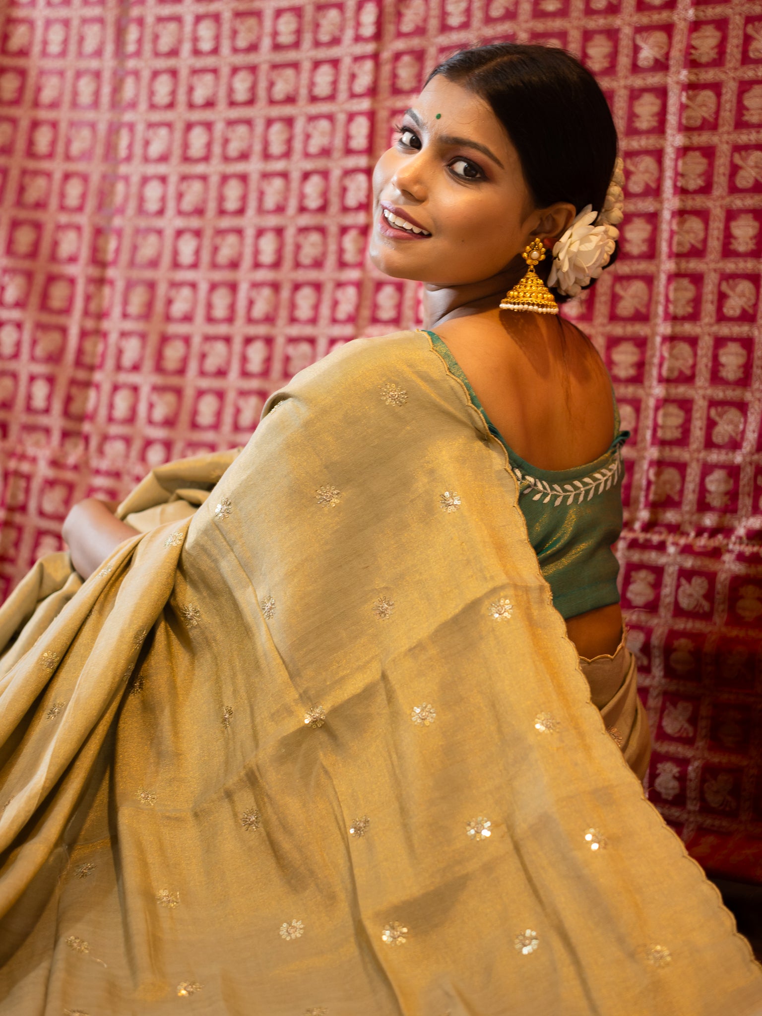 Golden Makmal Saree