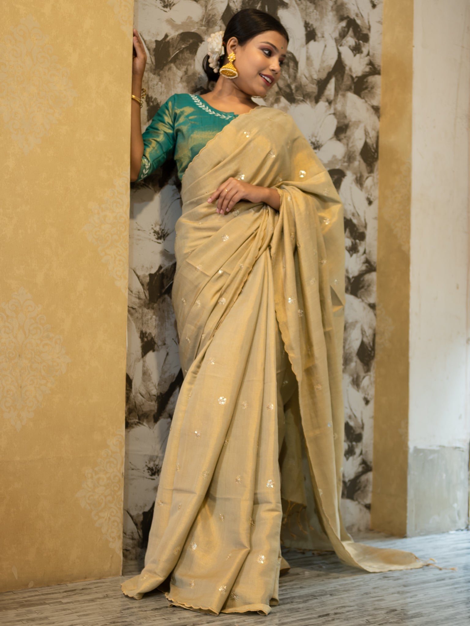 Golden Makmal Saree