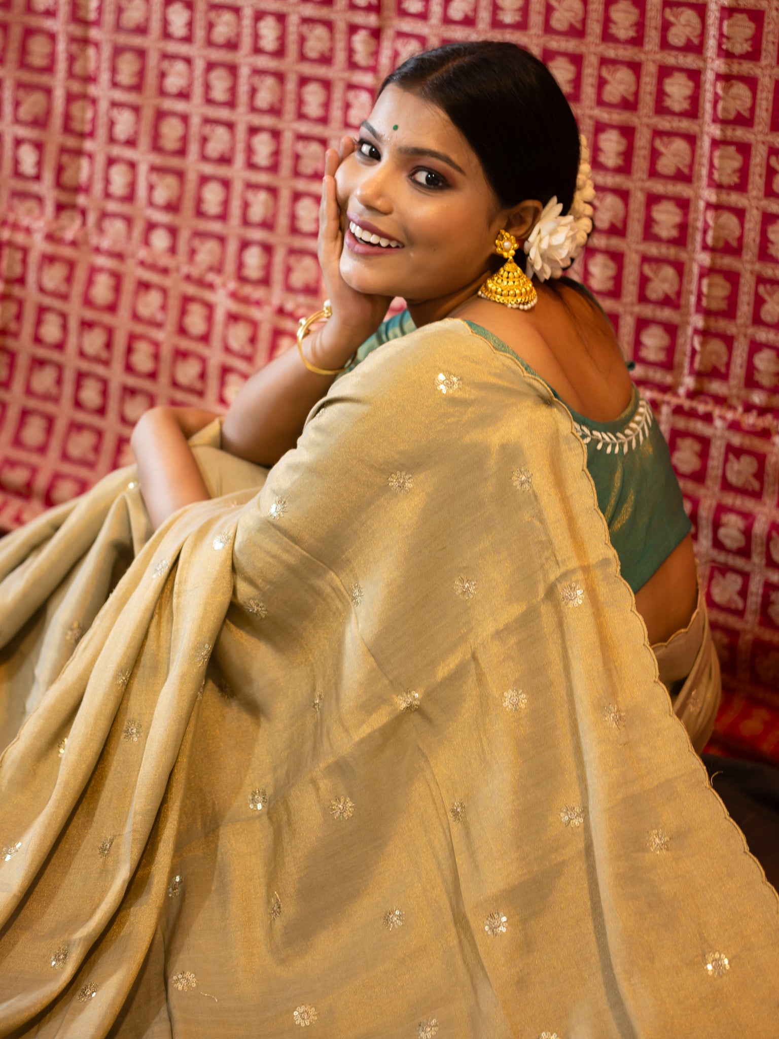 Golden Makmal Saree