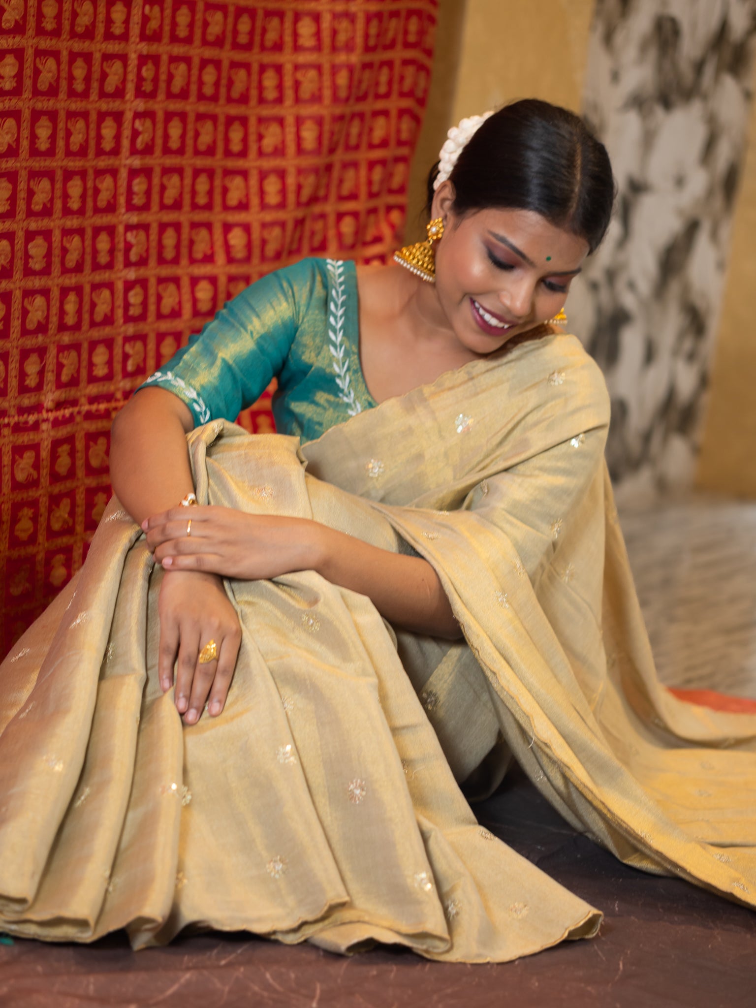 Golden Makmal Saree