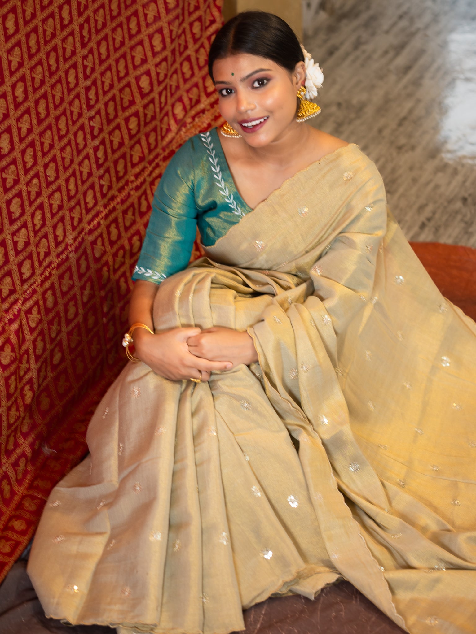 Golden Makmal Saree