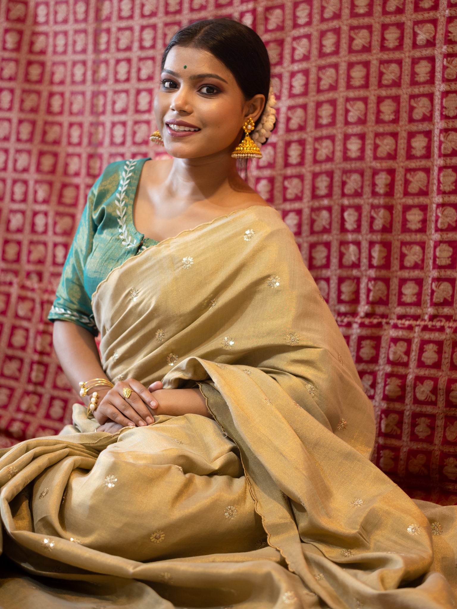 Golden Makmal Saree