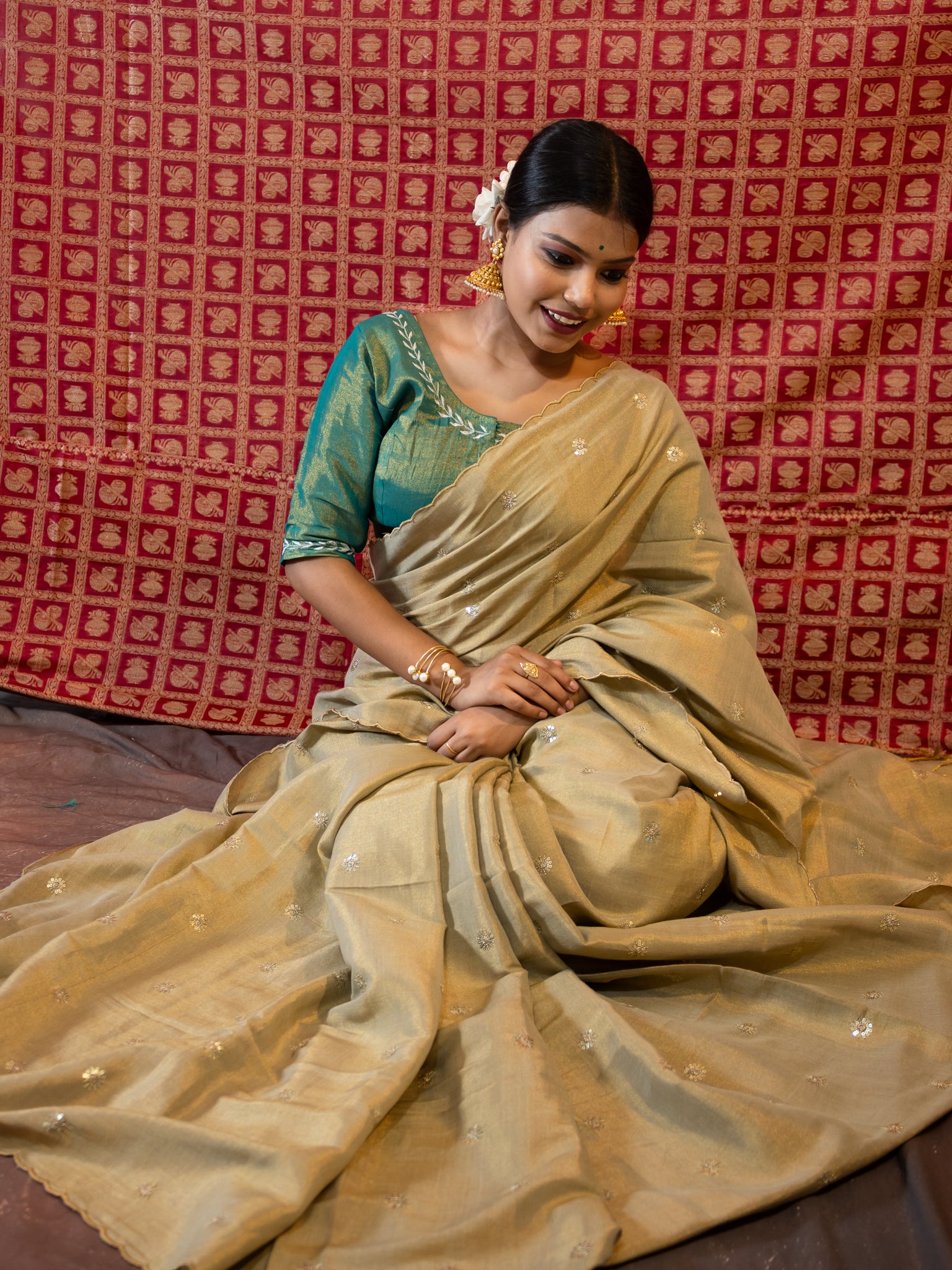 Golden Makmal Saree