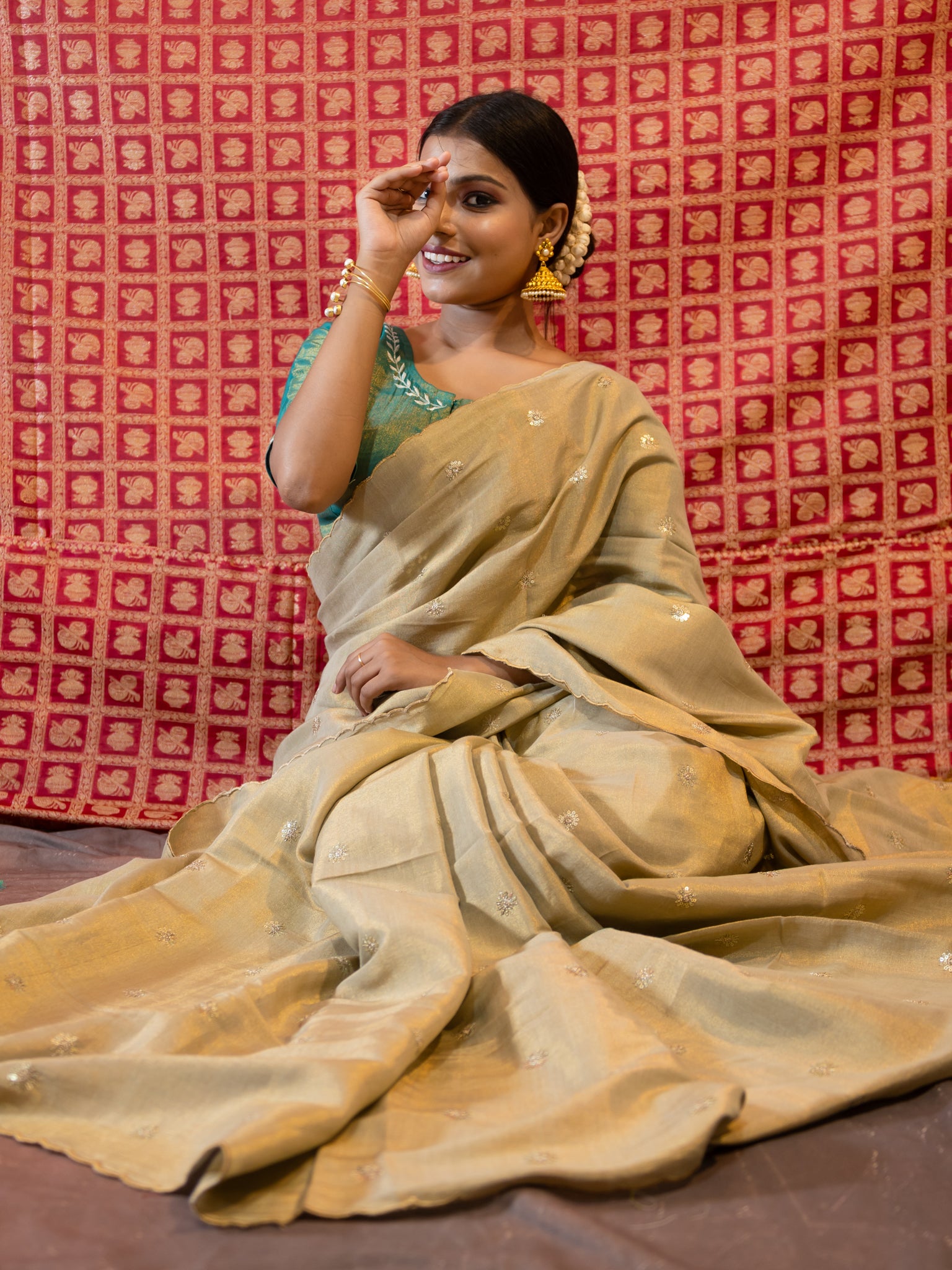 Golden Makmal Saree