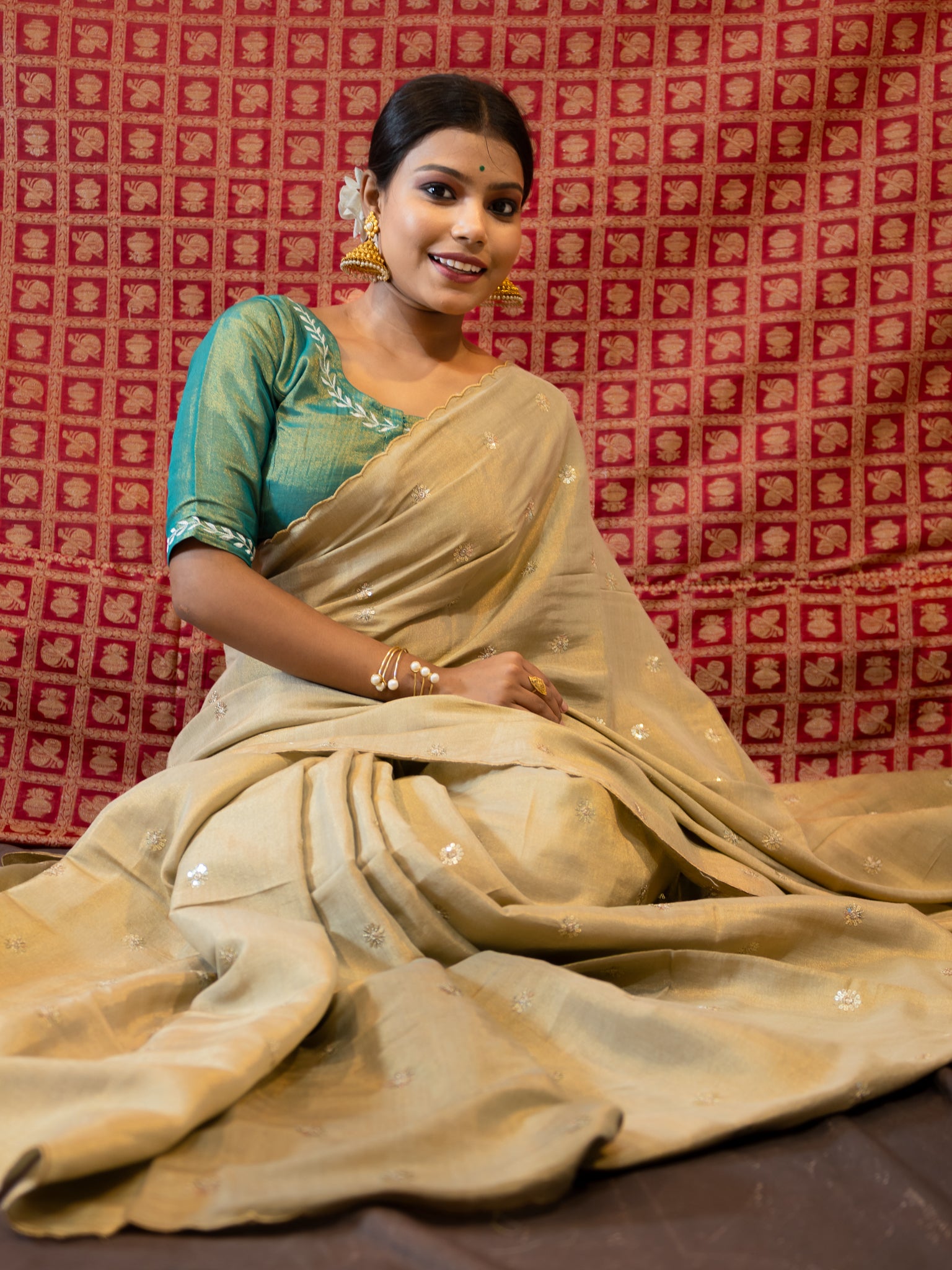 Golden Makmal Saree