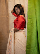 Embroidered V Neck Saree Blouse
