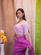 Ethnic-Motifs Embroidered Cotton Saree Blouse