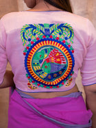 Ethnic-Motifs Embroidered Cotton Saree Blouse