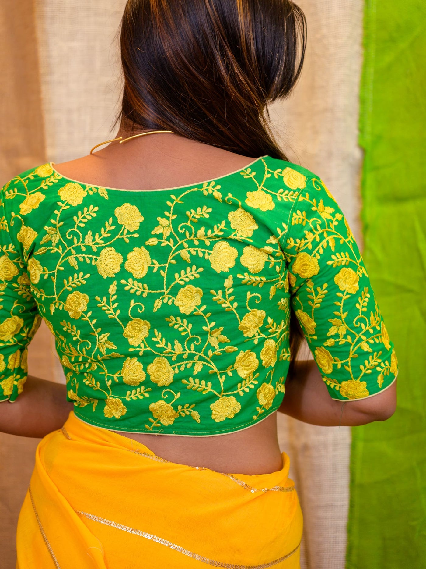 Embroidered Sequinned Saree Blouse