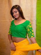 Embroidered Sequinned Saree Blouse