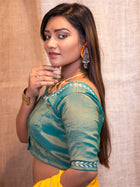 Sequinned Embroidered Silk Saree Blouse - Uttariya