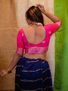 Women Pink Banarasi Saree Blouse