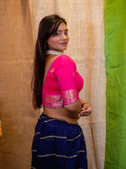 Women Pink Banarasi Saree Blouse