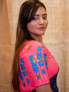 Hand-Embroidered Cotton V-Neck Saree Blouse