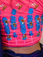 Hand-Embroidered Cotton V-Neck Saree Blouse