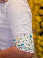 Hand-Embroidered Cotton White Saree Blouse