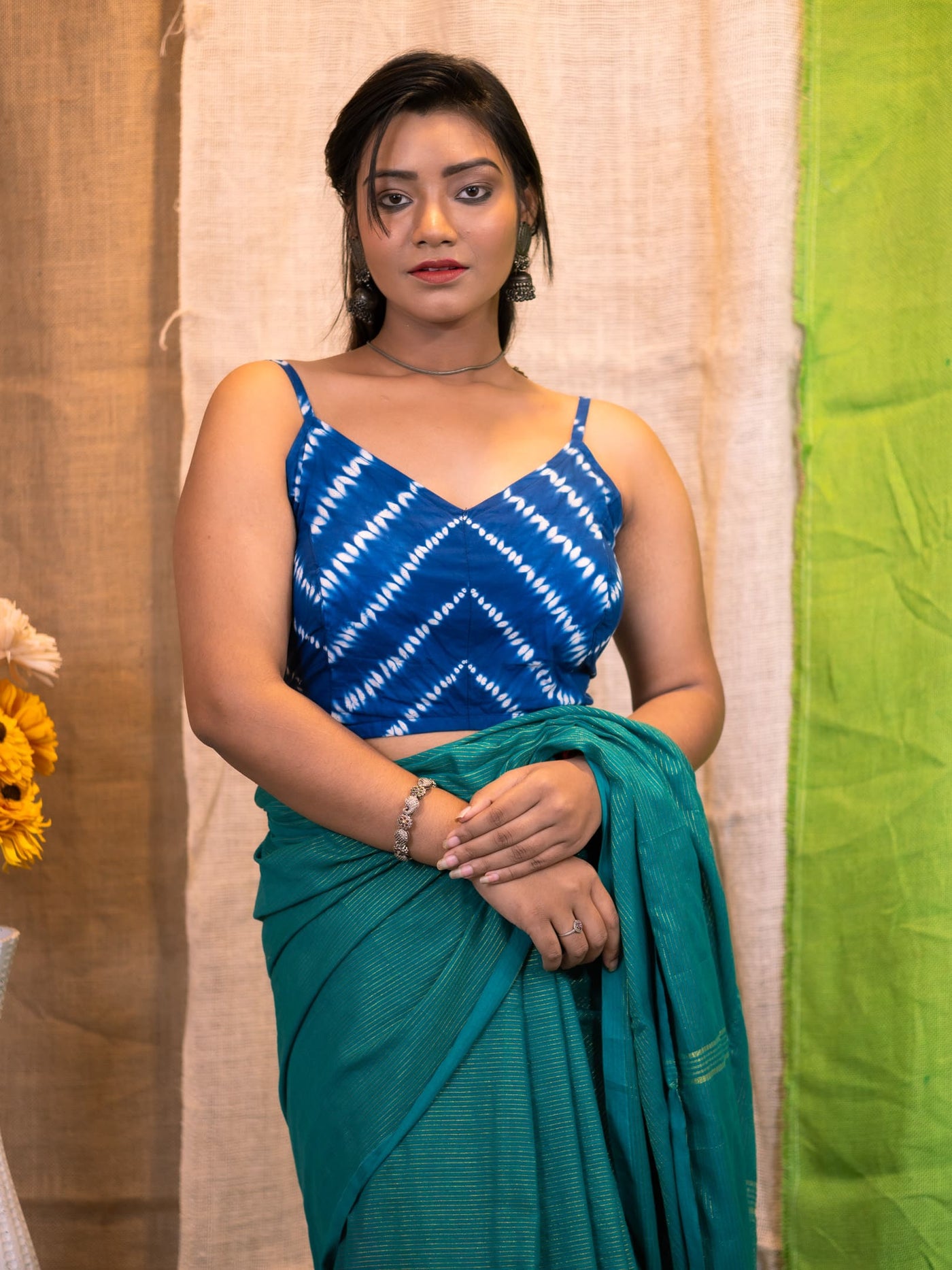 Sleeveless Blue Blouse - Uttariya