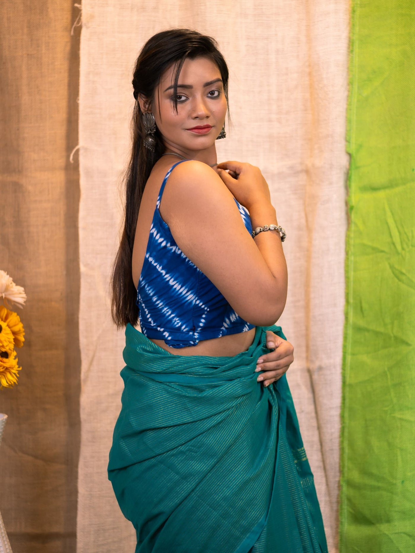 Sleeveless Blue Blouse - Uttariya