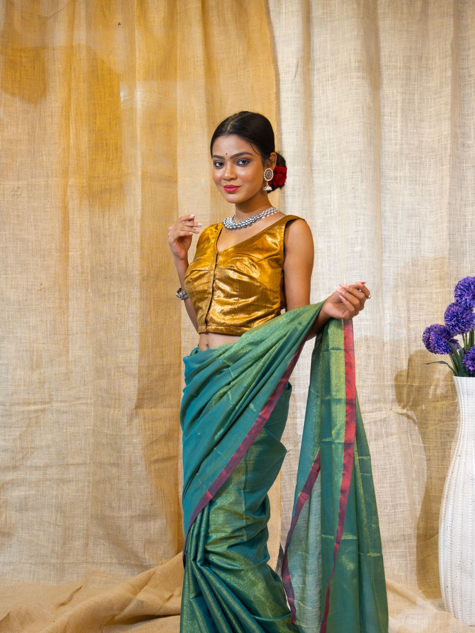 Copper Embellished Saree Blouse