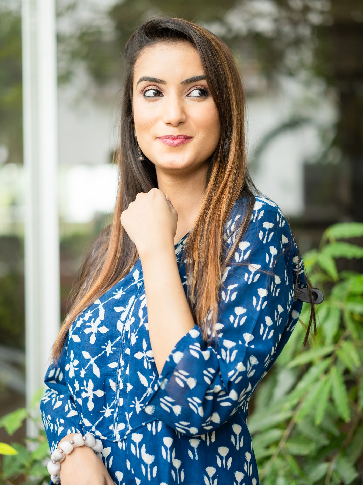 Indigo Dotted Cotton Dress