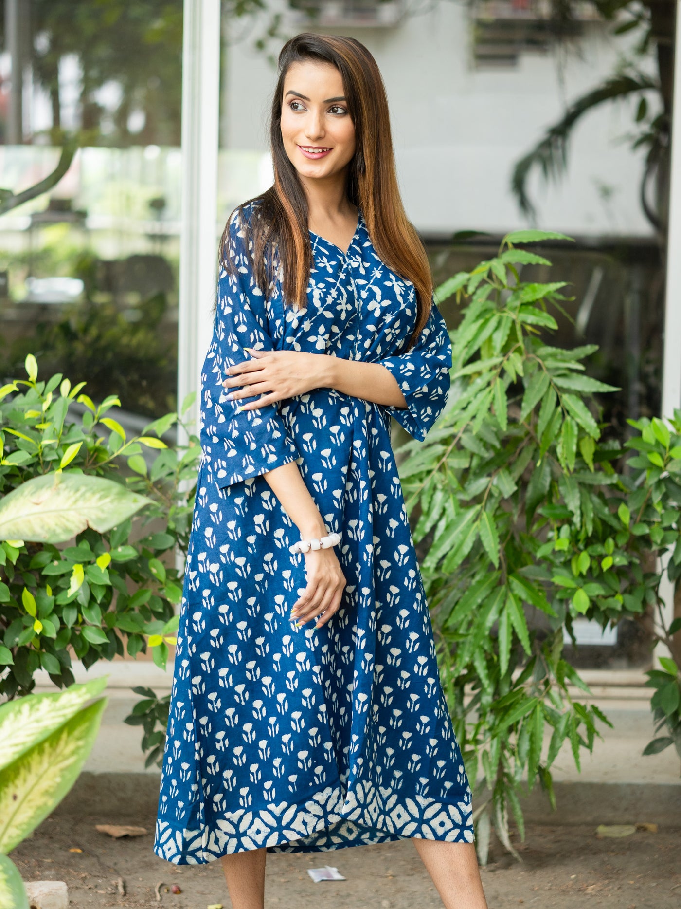 Indigo Dotted Cotton Dress
