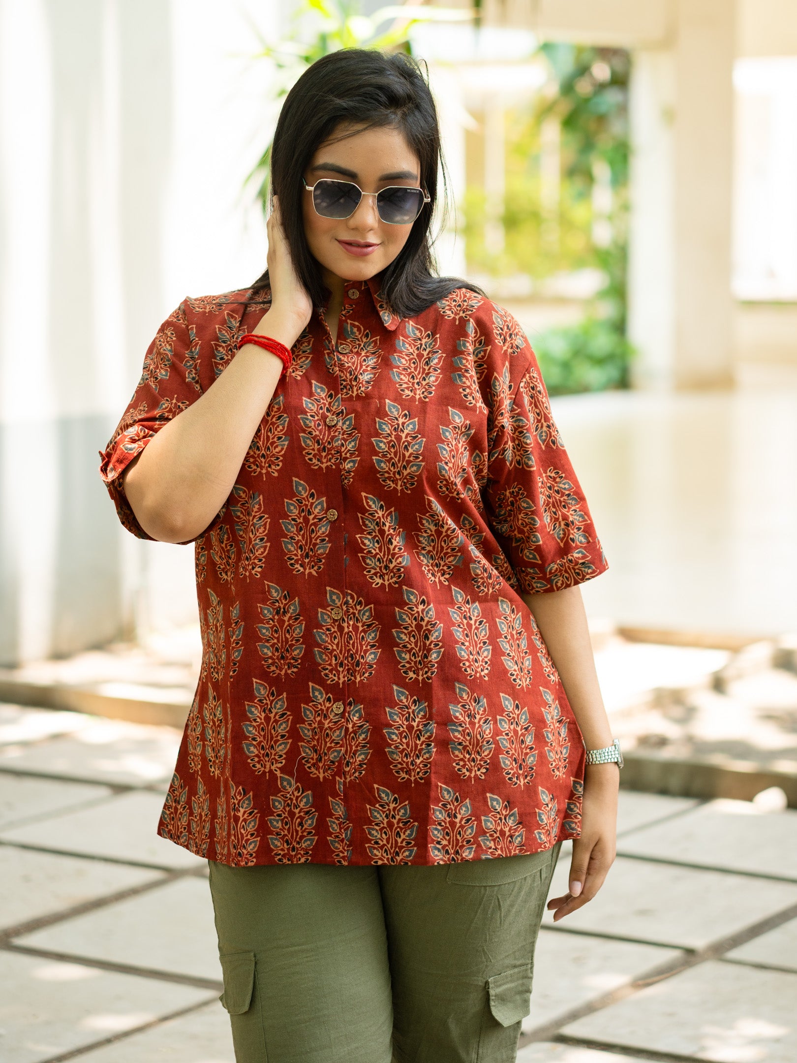 Brown printed shirt