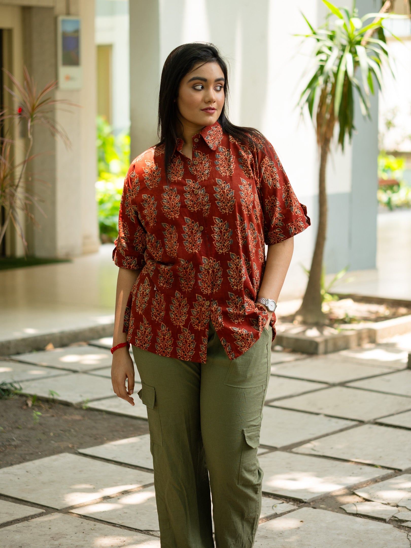 Brown printed shirt