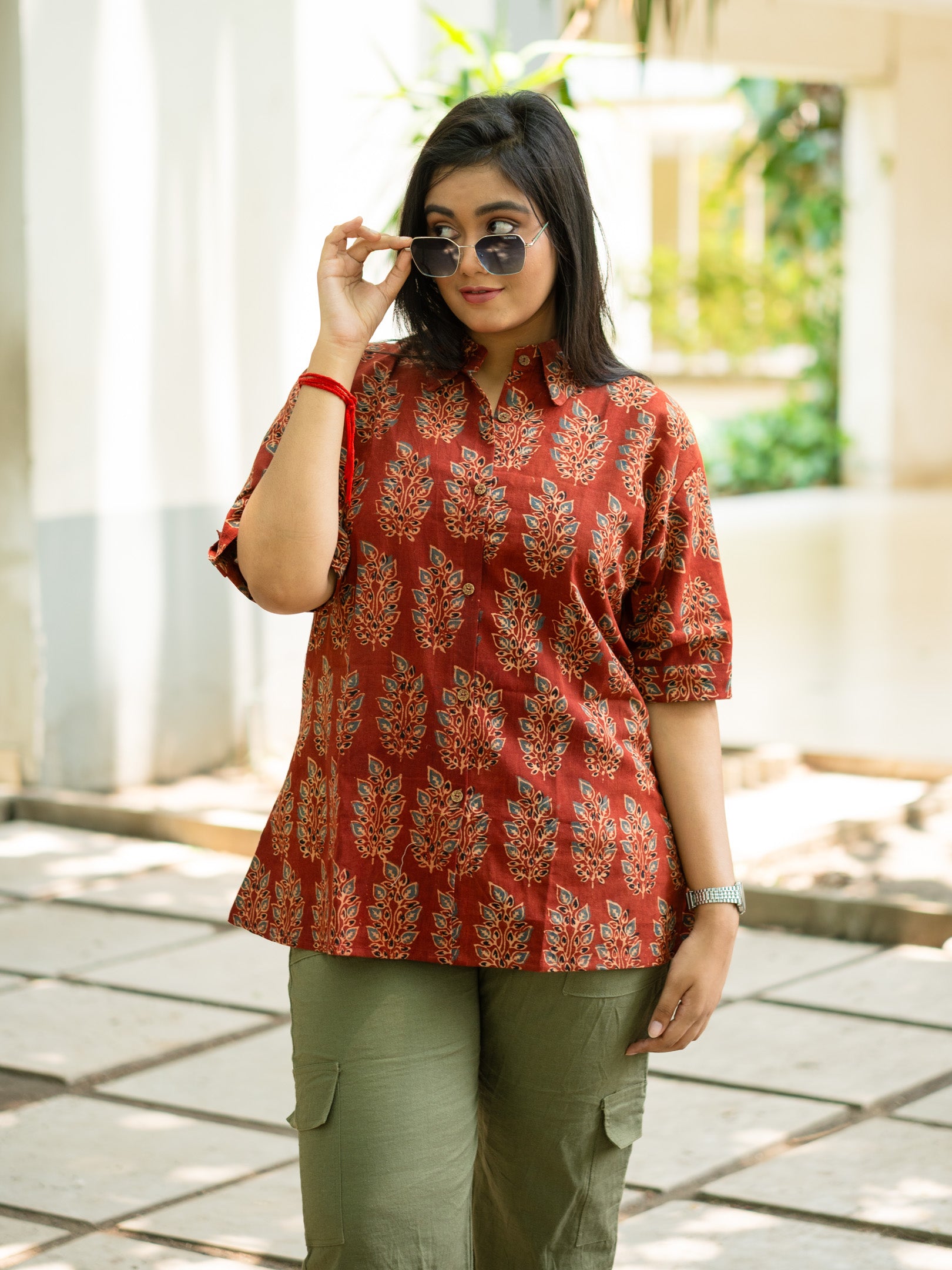 Brown printed shirt