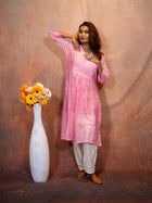 Thulian Pink Sequence Flare Cotton Kurta