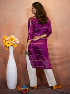 Royal Purple Sequence Flare Cotton Kurta