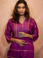 Royal Purple Sequence Flare Cotton Kurta