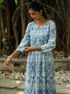 Frosted Sky Grey Ikkat Cotton Dress
