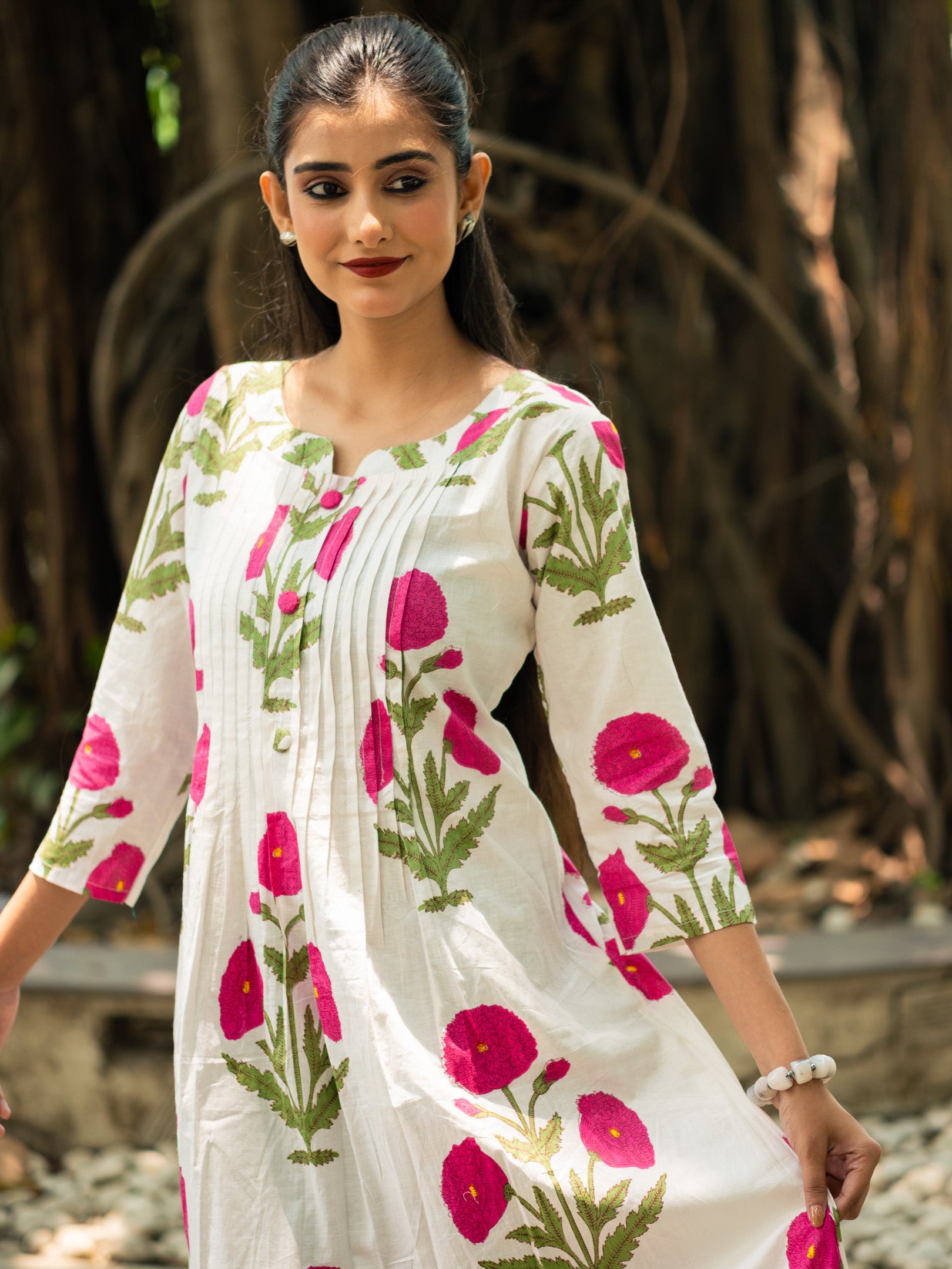 White floral printed dress