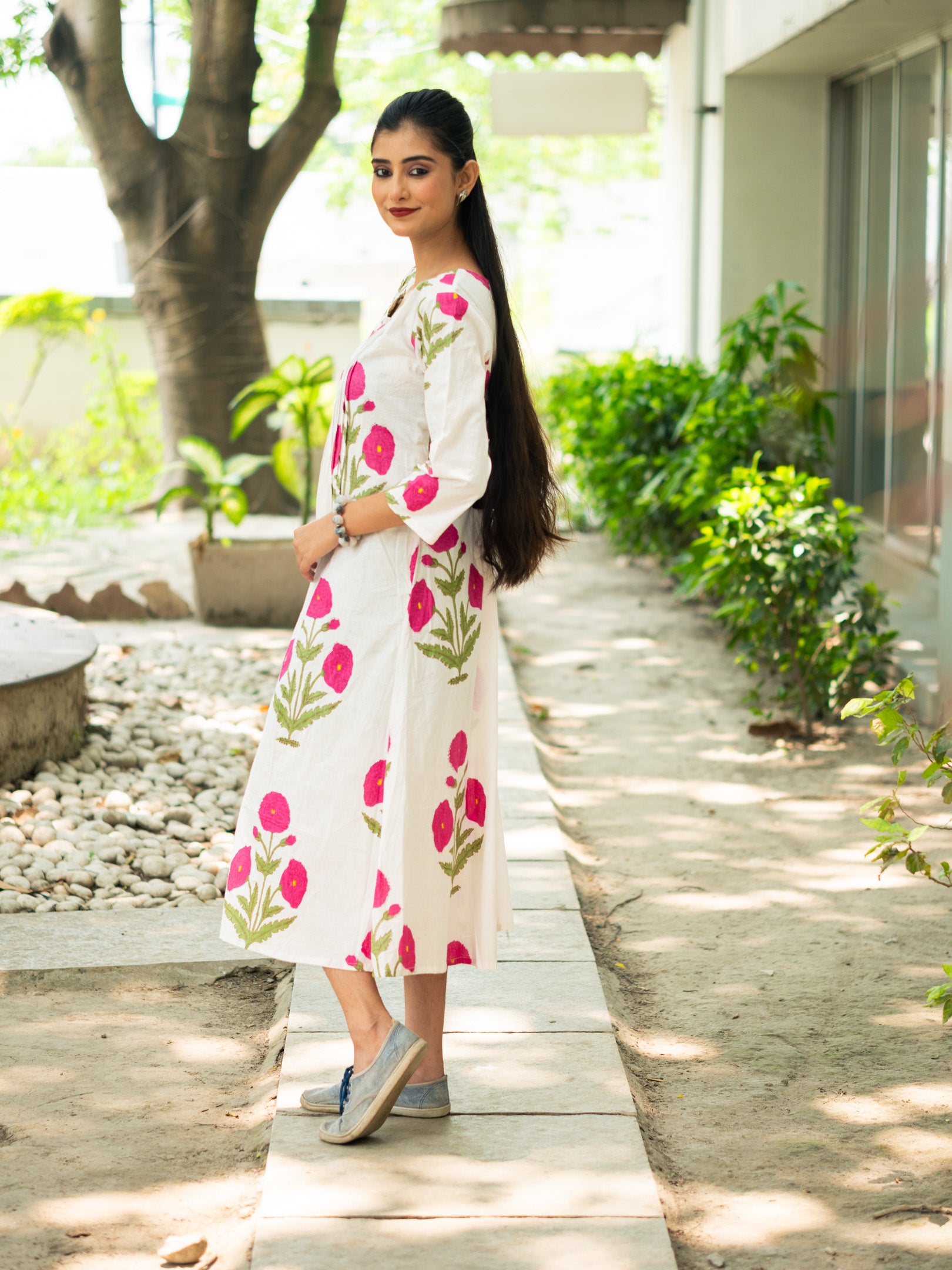 White floral printed dress